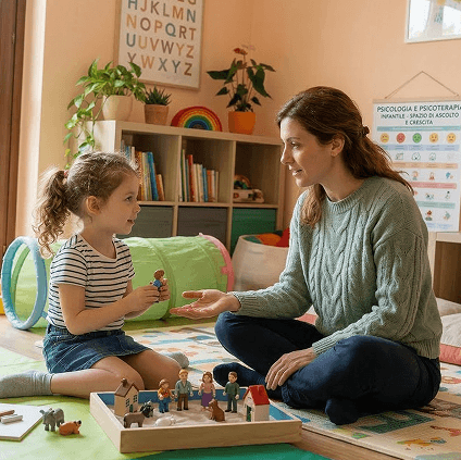 Psicologa in colloquio con una bambina