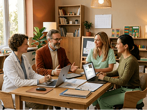 Team FareProgressi in riunione clinica